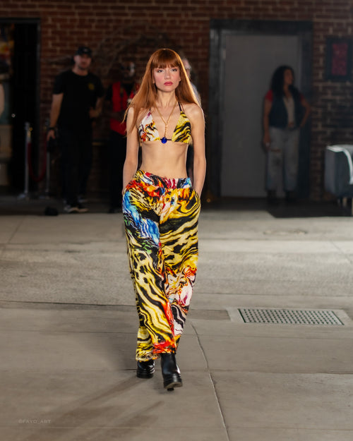 Watercolor Jungle Ultra Wide Linen Pants