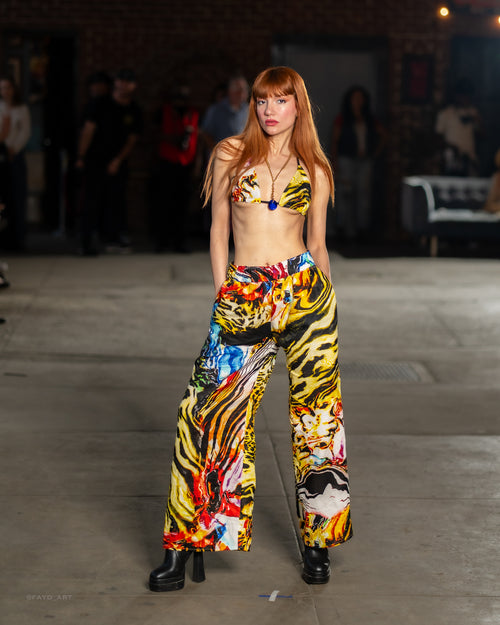 Watercolor Jungle Ultra Wide Linen Pants