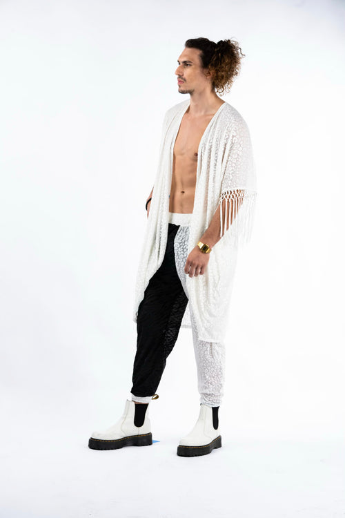 Fashion, fashion outfits, festival fashion, matching set, velvet kimono, leopard kimono, black and white kimono, designer, designer brand, handmade, designer clothing, festival outfit, festival wear, rave wear, festival clothing, festival kimono, festival robe, resort wear, lounge wear, animal print jacket, animal print pants