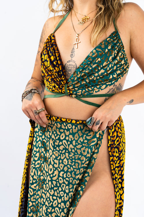 halter top, festival outfit, cheetah halter top, velvet halter top, festival top, festival crop top, women's outfit, women's set, matching set