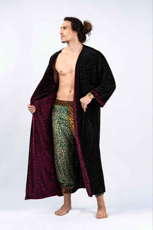 Animalia Robe, Duster, Kimono, festival kimono, festival robe, leopard print kimono, leopard print robe, reversible robe, velvet robe, velvet kimono, burnout velvet robe, burnout velvet duster, festival outfit