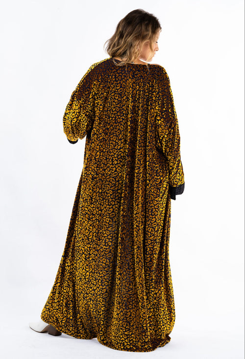 Animalia Robe, Duster, Kimono, festival kimono, festival robe, leopard print kimono, leopard print robe, reversible robe, velvet robe, velvet kimono, burnout velvet robe, burnout velvet duster