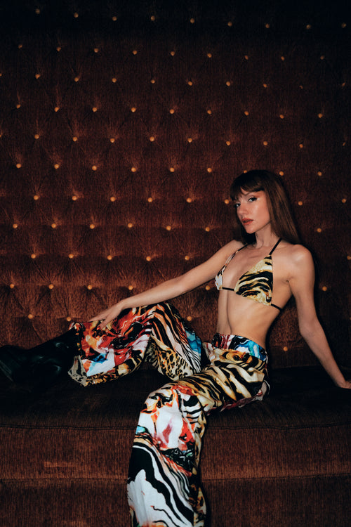 Watercolor Jungle Ultra Wide Linen Pants