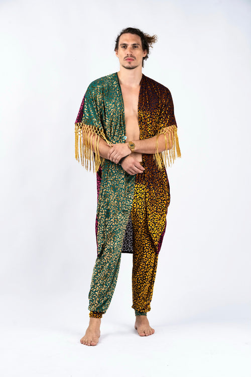 Animalia Robe, Duster, Kimono, festival kimono, festival robe, leopard print kimono, leopard print robe, reversible robe, velvet robe, velvet kimono, burnout velvet robe, burnout velvet duster