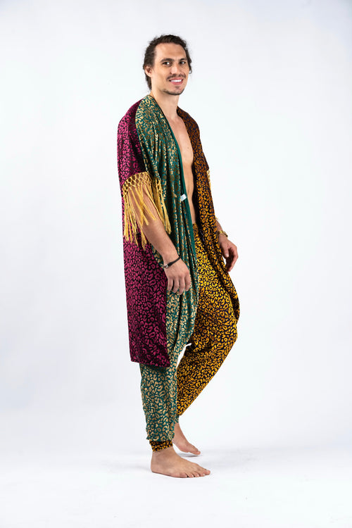 Animalia Robe, Duster, Kimono, festival kimono, festival robe, leopard print kimono, leopard print robe, reversible robe, velvet robe, velvet kimono, burnout velvet robe, burnout velvet duster