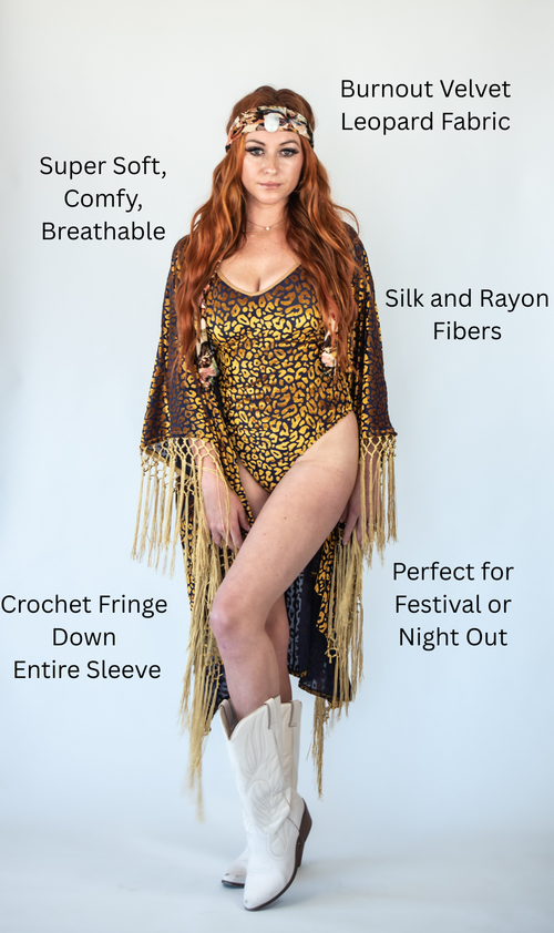 Gold Dust Woman Kimono/Bodysuit Set in Indigo Leopard