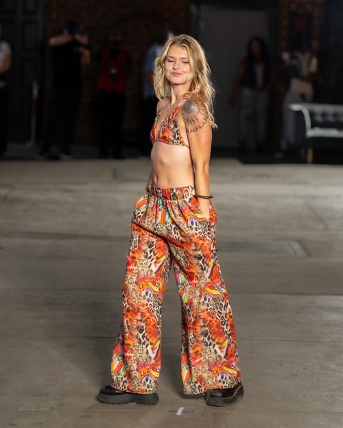 Rainbow Cheetah Ultra Wide Linen Pants