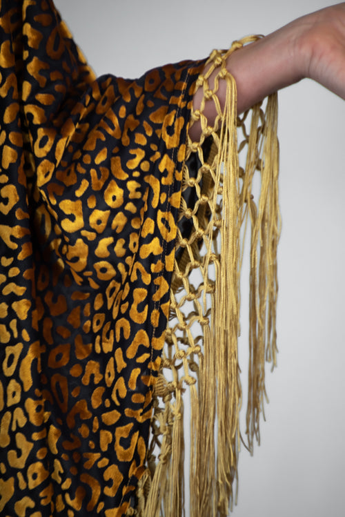 Gold Dust Woman Kimono in Indigo Leopard