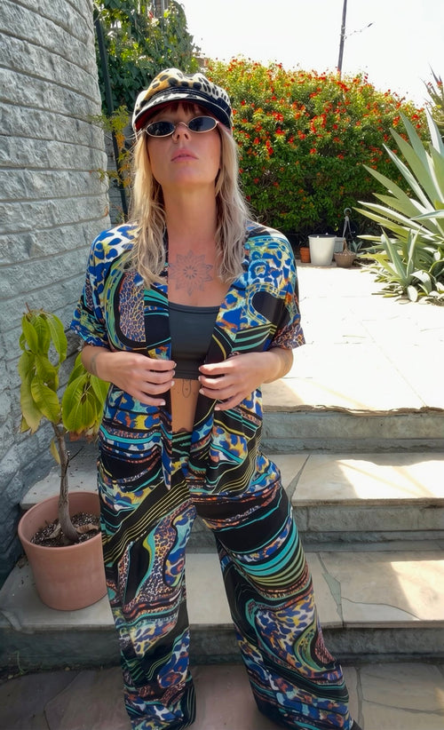Psychedelic Blue Leopard Set