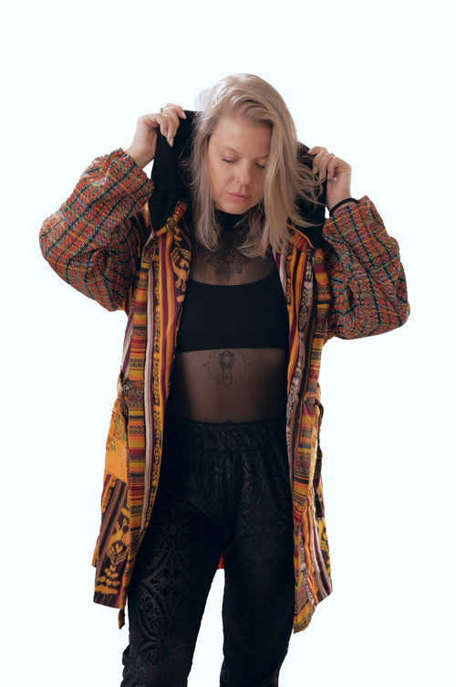 all natural jacket, cotton jacket, eco friendly jacket, festival jacket, long colorful coat, guatemalan clothing, guatemalan coat, one of a kind jacket, embroidered jacket, embroidered coat, all natural cotton coat, festival fashion, festival outfit, organic clothing, organic jacket, all natural clothing