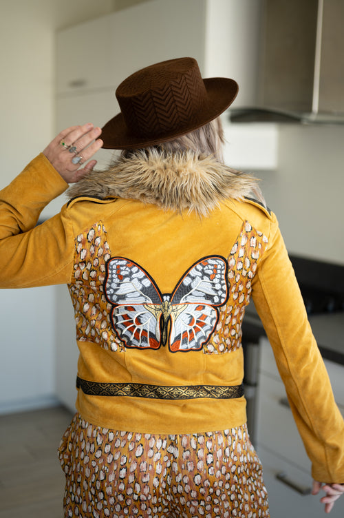 Upcycled Suede Butterfly Jacket