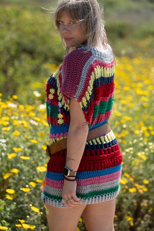 Upcycled Rainbow Crochet Dress – Radiant1Robes