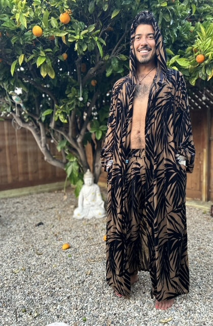 fashion, outfits, festival fashion, jacket pant set, unisex clothing, reversible jacket,  matching set, joggers, designer clothing, sexy robe, bathrobe, velvet robe