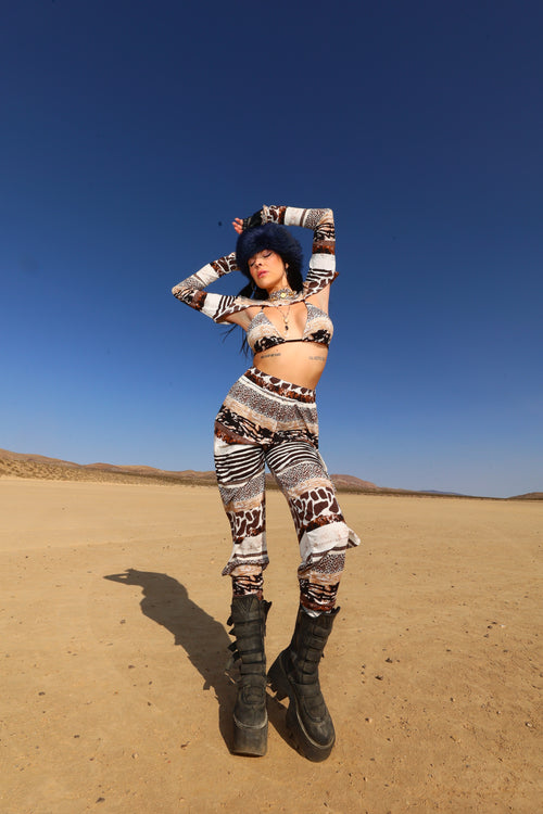Festival Clothing, Festival Outfit, Rave Wear, Animal Print Set, Festival Wear, Bamboo Fabric, Bamboo Pants, All Natural Pants, kimono, robes, festival kimono, festival robes, festival clothing brand, sustainable clothing, all natural,