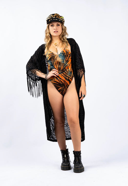 tiger print robe, tiger print kimono, burnout velvet kimono, velvet set, velvet robe, velvet pants, tiger pants