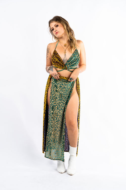 Outfit, fashion, festival fashion, matching set, top, designer clothing, fashion trends, skirt top set, comfy lounge set, maxi skirt, cheetah skirt, leopard print skirt, flowy skirt, animal print skirt