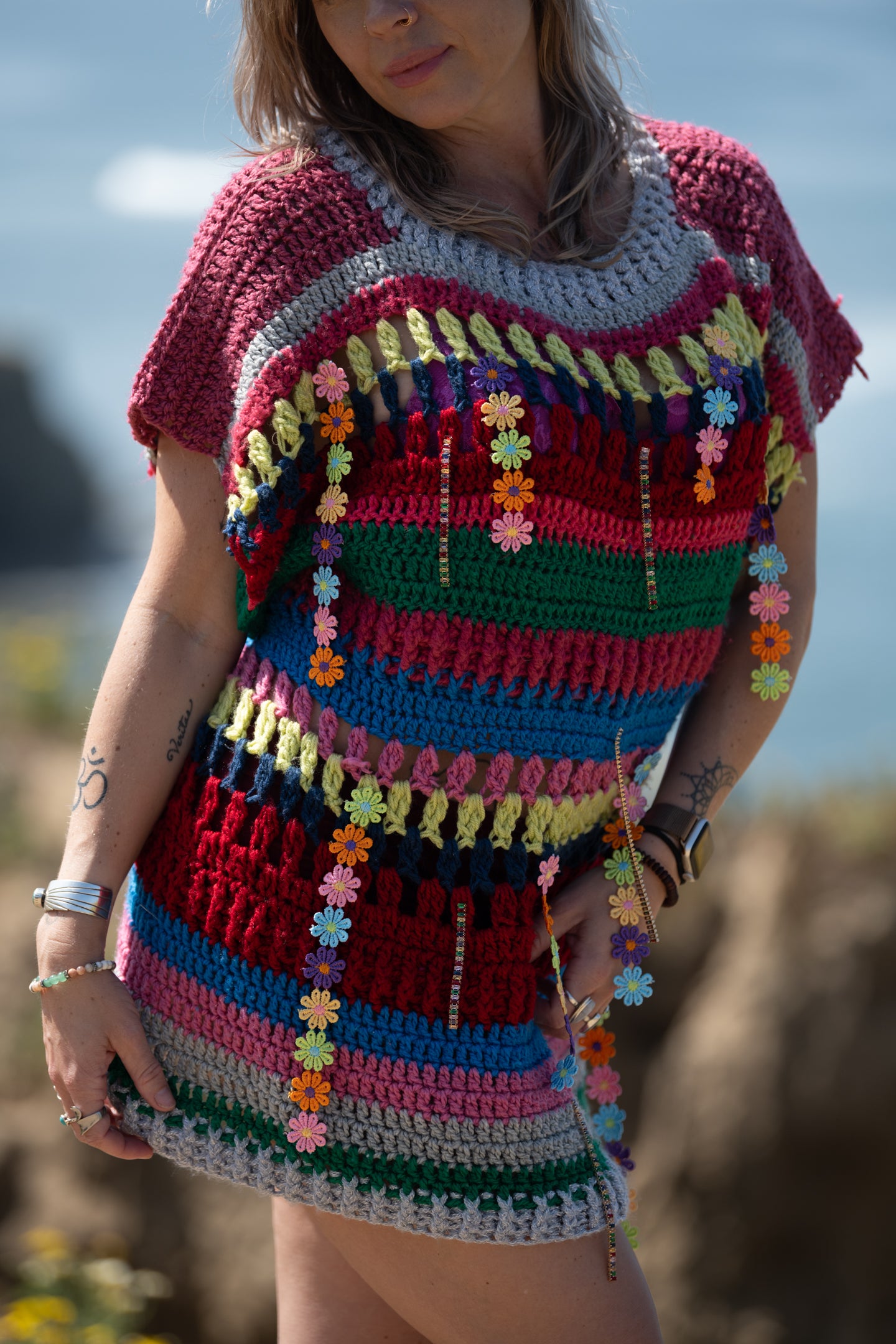 knitted festival dress Upcycled Rainbow Crochet – Radiant1Robes Size:Plus size SILVIA DI SANTO Summer item listings and promotions SID-PA3415D