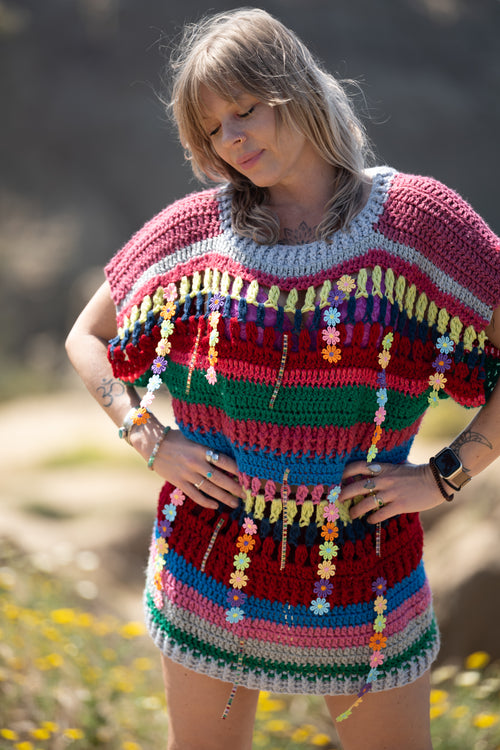 Upcycled Rainbow Crochet Dress – Radiant1Robes