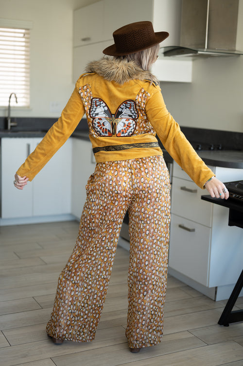 festival outfit, festival clothing, festival kimono, resort wear, animal print outfit, matching animal print set, tiger print kimono, tiger print robe, animal print robe, animal print pants, festival robe, festival wear, flowy pants, animal print kimono, tiger print pants, flowy kimono, yacht wear, cream outfit, cream, pants, nude pants, upcycled top, upcycled clothing, handmade clothing, slow fashion brand
