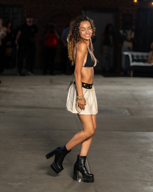 festival clothing, festival outfit, wide leg pants, comfy pants, upcycled outfit, rave wear, resort wear, sparkly pants, sparkly top, triangle top, bikini top, festival top