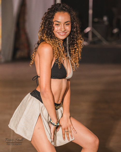 festival clothing, festival outfit, wide leg pants, comfy pants, upcycled outfit, rave wear, resort wear, sparkly pants, sparkly top, triangle top, bikini top, festival top