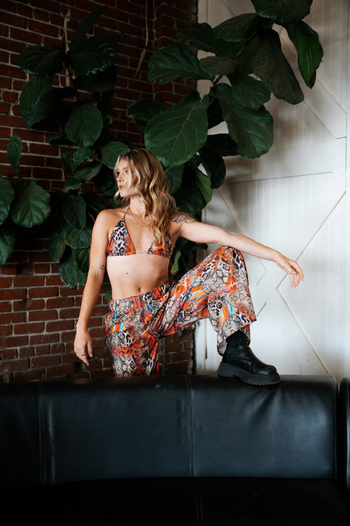 festival clothing, festival outfit, rave wear, resort wear, all natural, linen pants, snakeskin pants, cream pants, wide leg pants, festival brand, eco friendly, all natural