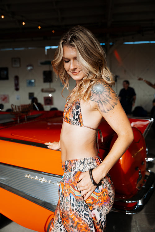 festival clothing, festival outfit, rave wear, resort wear, all natural, linen pants, snakeskin pants, cream pants, wide leg pants, festival brand, eco friendly, all natural