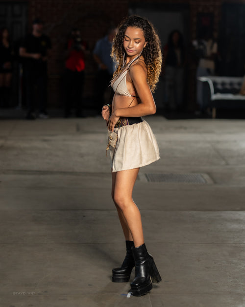 festival clothing, festival outfit, wide leg pants, comfy pants, upcycled outfit, rave wear, resort wear, sparkly pants, sparkly top, triangle top, bikini top, festival top