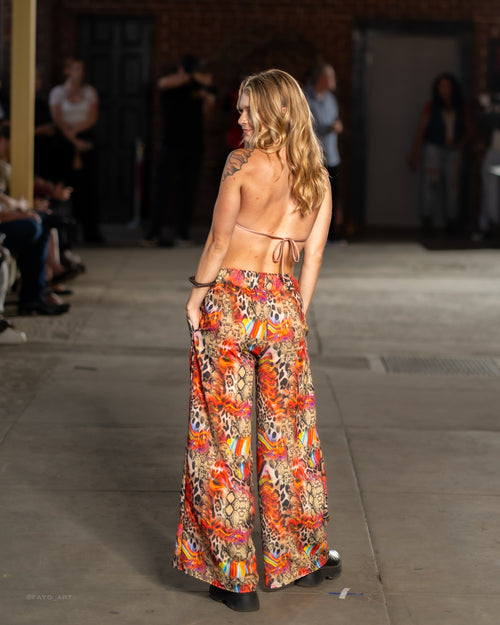 festival clothing, festival outfit, rave wear, resort wear, all natural, linen pants, snakeskin pants, cream pants, wide leg pants, festival brand, eco friendly, all natural