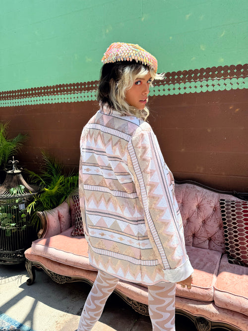 pink blazer, geometric blazer, festival coat, festival blazer, reversible blazer, festival outfit, reversible jacket, reversible coat, women's outfit, festival set