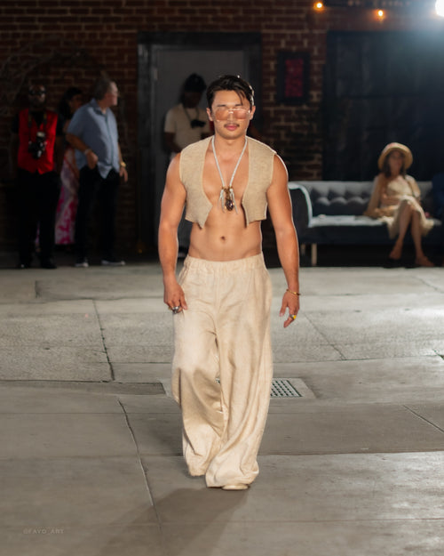 festival clothing, festival outfit, rave wear, resort wear, all natural, linen pants, snakeskin pants, cream pants, wide leg pants, festival brand, eco friendly, all natural