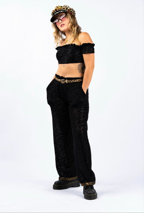 Fashion, fashion outfits, festival fashion, black pants, flowy pants, black flowy pants, zebra print pants, matching set, matching set black, designer, designer brand, handmade, designer clothing, festival outfit, festival wear, rave wear, festival clothing, festival kimono, festival robe, resort wear, lounge wear, animal print jacket, animal print pants