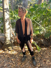 Load image into Gallery viewer, Burn Velvet Black Mesh Bali Kimono
