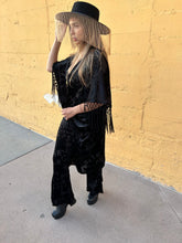 Load image into Gallery viewer, Bali Kimono in Black Burn Velvet Leaf

