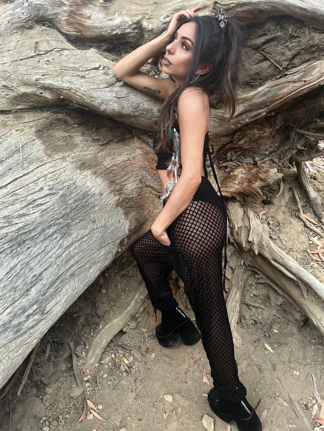 Burn Velvet Black Mesh Joggers