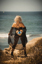 Load image into Gallery viewer, Burn Velvet Black Mesh Bali Kimono

