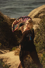 Load image into Gallery viewer, Burn Velvet Black Mesh Bali Kimono
